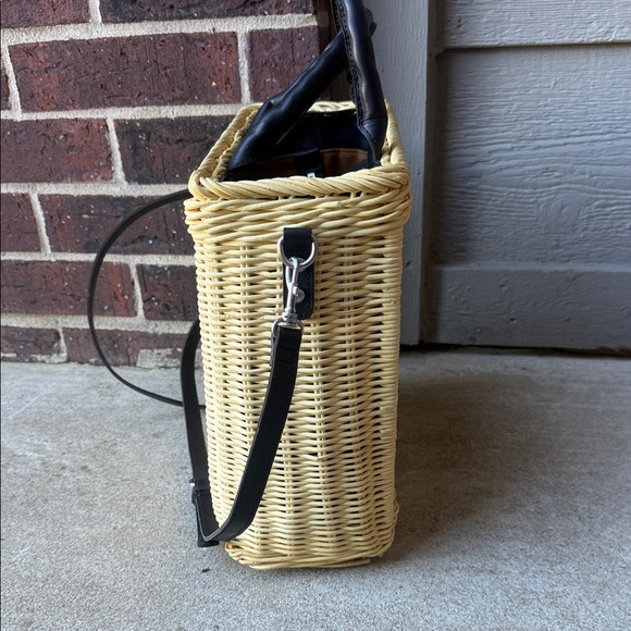 Patricia Nash Yellow Lemon Print Wicker Tote - Picture 3 of 6